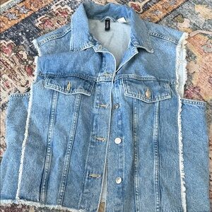 H&M Light Blue Denim Vest with Frayed Edges